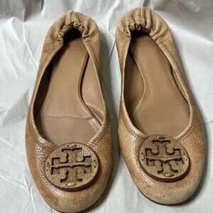 TORY BURCH MINNIE CAMEL BALLET FLATS SIZE 11M‎